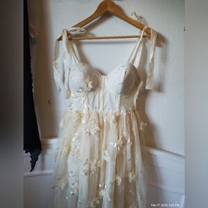 Cream Floral Embroidered Dress